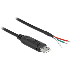 Delock Adapterkabel USB 2.0 Typ-A zu seriell RS-232 mit 3 offenen Kabelenden 2 m (2 m, USB 2.0), USB Kabel