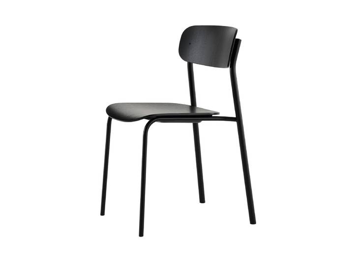 Thonet - S 243 Stuhl, tiefschwarz (RAL 9005) / Eiche schwarz gebeizt (TP 29)