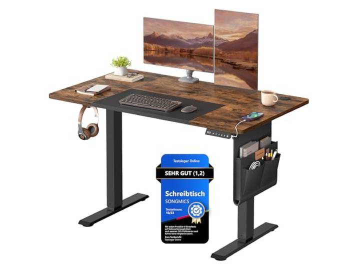 SONGMICS Höhenverstellbarer Schreibtisch 120 x 60 cm