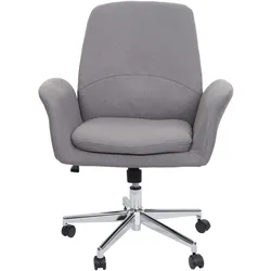 Bürostuhl HWC-K23, Schreibtischstuhl Drehstuhl Lehnstuhl, Stoff/Textil mit Armlehne ~ grau