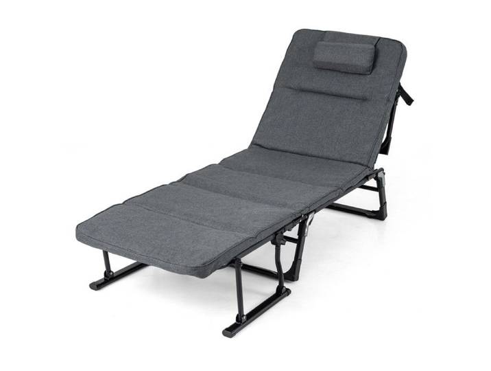 6 positions lit de camp pliant 3 en 1 fauteuil convertible avec coussin pour camping et repos