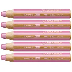 5x Stabilo, Malstifte, Multitalentstift woody 3 in 1, rund, pink