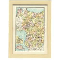 POSTER Vintage Karten – Südfrankreich A4 Rahmen Aus Hellem Holz