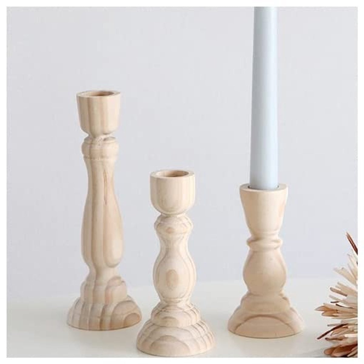 Houten Kaarsenhouder Set van 3 voor Decoratie