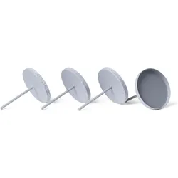 4X Kerzenpick Flach 8 cm GRAU Kerzenhalter für Adventskranz Kerzenpin Weihnachtskranz