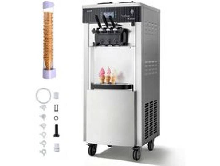 Machine à Glace Molle Commerciale-VEVOR-Machine à Crème Glacée sur Pied 20-28 L/h-Pré-refroidissement Autonettoyage