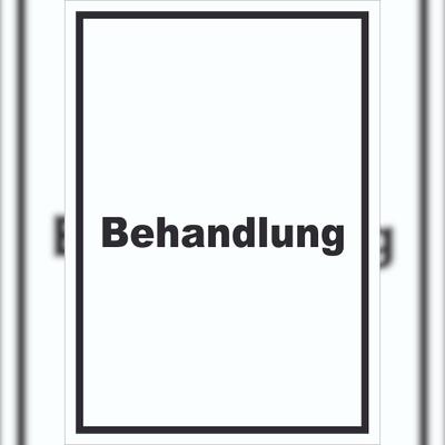 HB-Druck Behandlung Schild mit Text Behandlungsraum hochkant A5 Rückseite selbstklebend