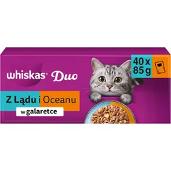 WHISKAS Duo „Aus dem Land und dem Meer“ in Gelee – Nassfutter für Katzen, 40×85g