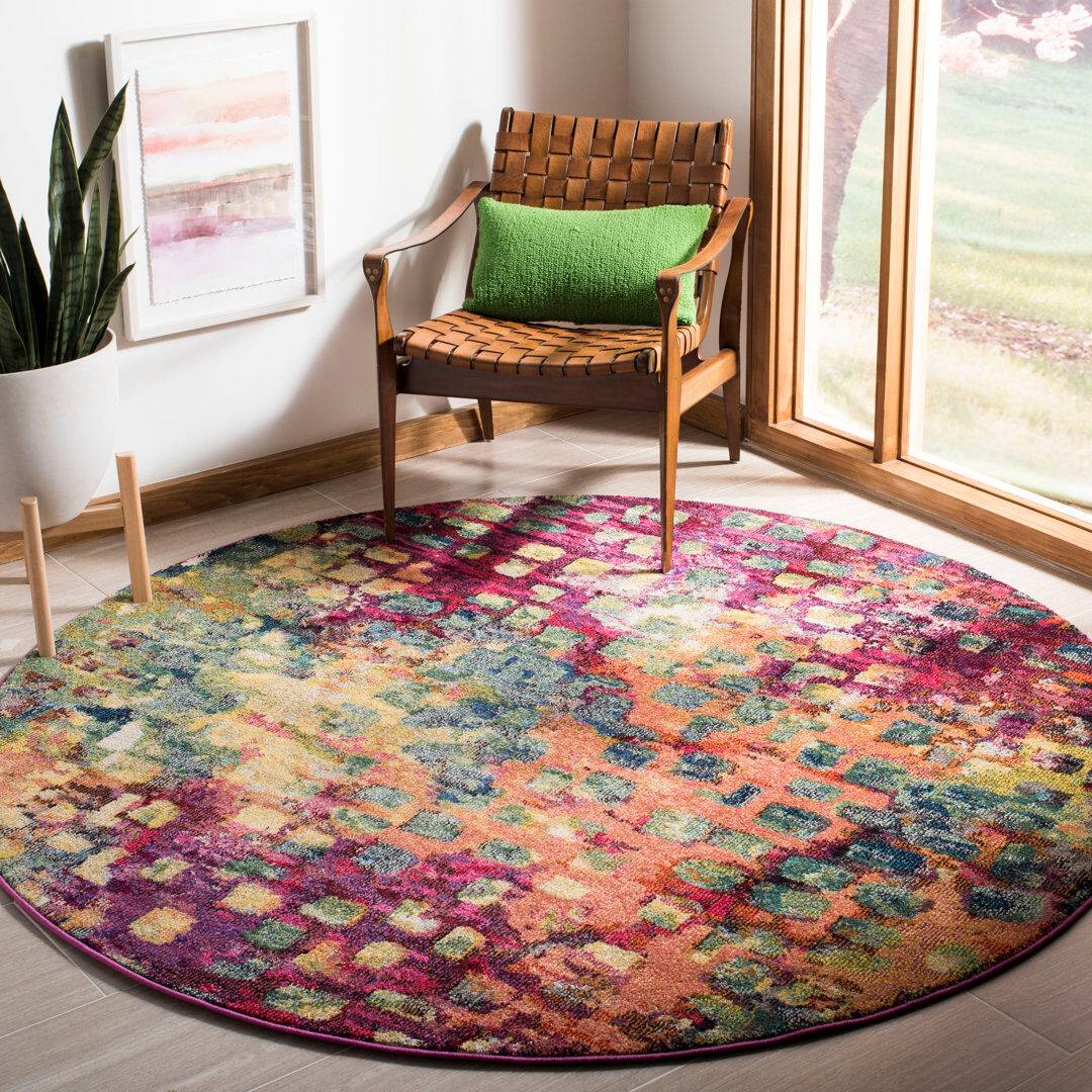 Safavieh Abstract Area Rug Purple;Pink;Yellow Round 152cm