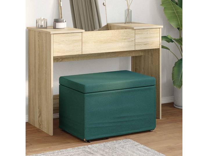 vidaXL Hocker Dunkelgrün 61 x 41 x 40 cm Stoff und Pressholz