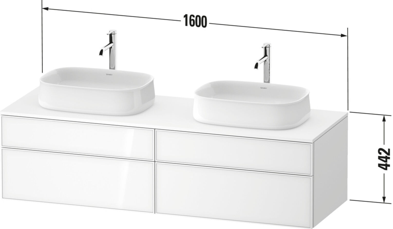 Duravit Waschtischunterschrank Zencha 160x55cm, B bs, G s Lini/w m, k Einr-Sy (ZE4825B63840000)