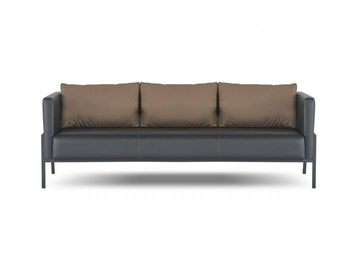 Xlmoebel 3-Sitzer Schwarze Designer Ledercouch für das Arbeitszimmer, 3-Sitzer 1 Teile, Made in Europa