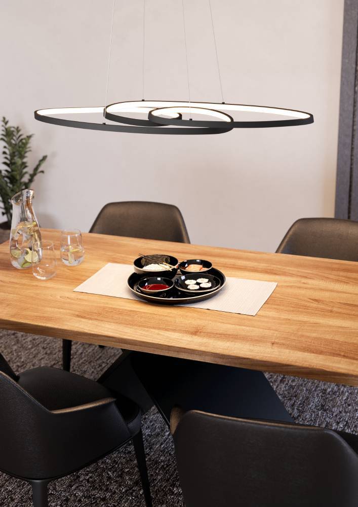 EGLO Hängeleuchte "GIANELLA Pendellampe, Alu, Stahl und Kunststoff, Hängelampe, Lampe", schwarz-weiß (schwarz weiß), 1, Ø 0cm H: 120cm, 1 Stk., Leuchten, Hängeleuchte, L100 x B36 x H120 cm, schwarz, 38W inkl., Hängeleuchte