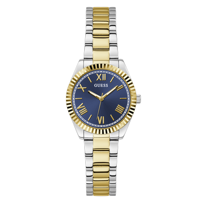 Quarzuhr GUESS "MINI LUNA", gold (silberfarben), Armbanduhren, Damen, Quarzuhr, Armbanduhr, Damenuhr, Edelstahlarmband, analog