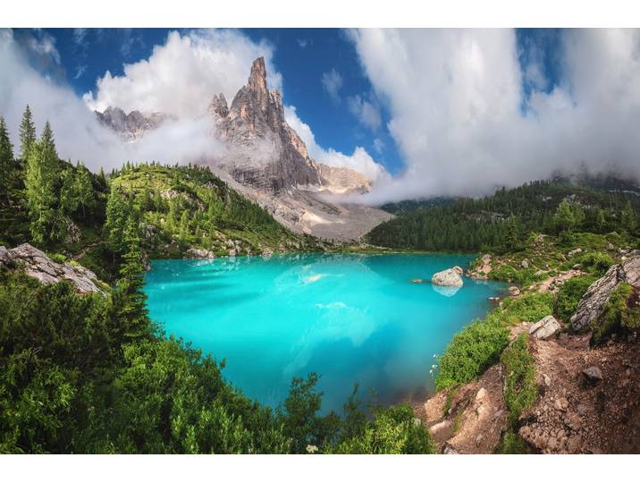 Fototapete PAPERMOON Photo-Art JEAN CLAUDE CASTOR, VENETIEN - LAGO DI SORAPIS PANORAMA , bunt, B:3m L:2,23m, Vlies, Tapeten, Fototapete
