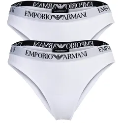 EMPORIO ARMANI Damen Slips, 2er Pack - ESSENTIAL COTTON, Brazilian, Cotton Stretch Weiß / M