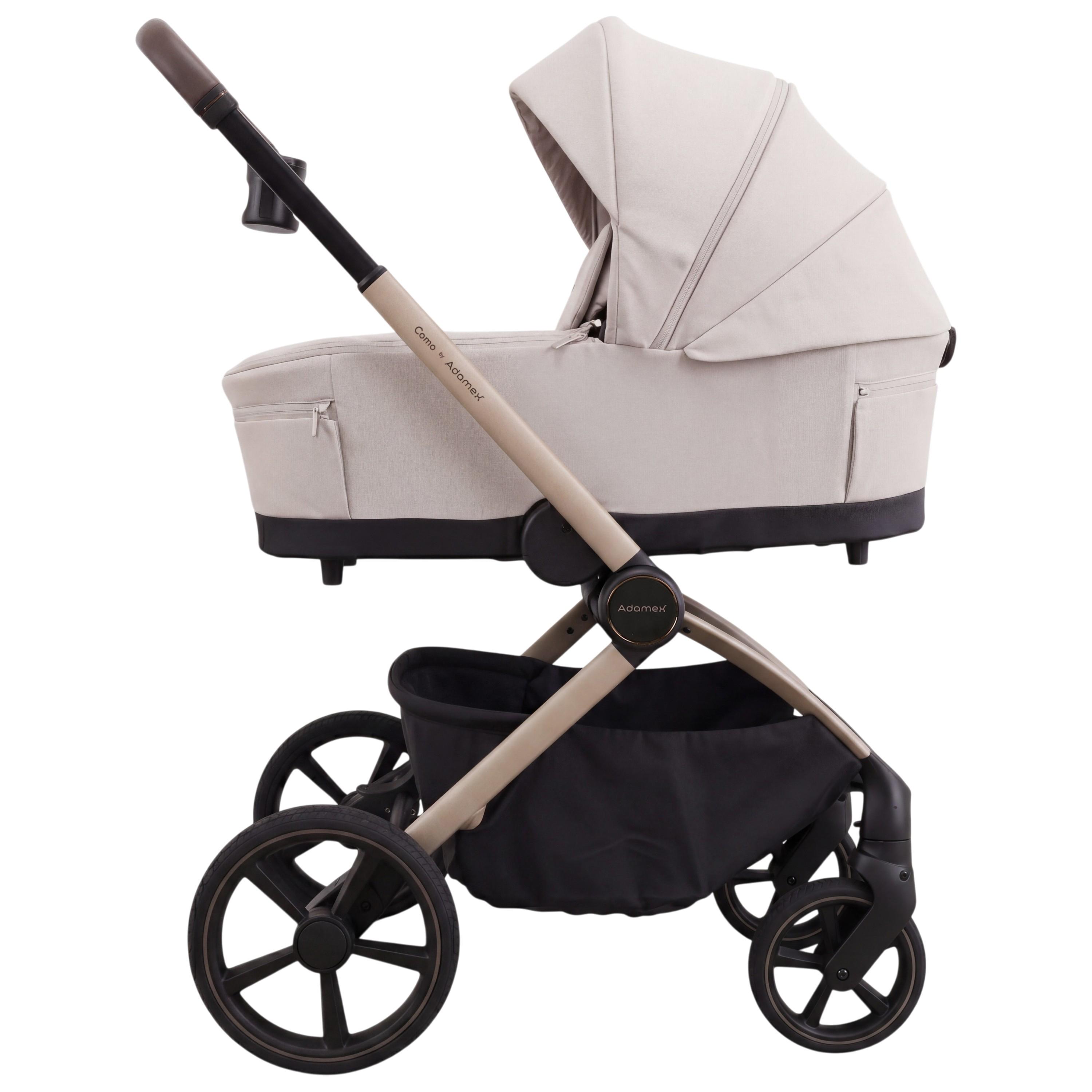 Adamex Kinderwagen 2 in 1 Natura Beige COMO Babywanne & Sportsitz ab Geburt bis 22 kg