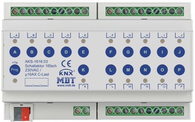 MDT technologies Actionneur de commutation 16 canaux 8TE REG, 16A, 230VAC AKS-1616.03 (AKS-1616.03)