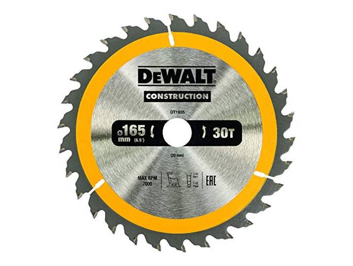 Dewalt DT1935-QZ Bouwcirkelzaagblad voor handcirkelzagen (160/20, 30WZ, voor universeel gebruik op handcirkelzagen, 1 stuk)