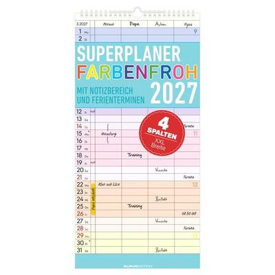 Superplaner Farbenfroh - 4 Spalten 2027