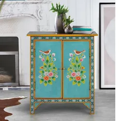 Massivholzkommode Holzkommode im Boho Style Floral