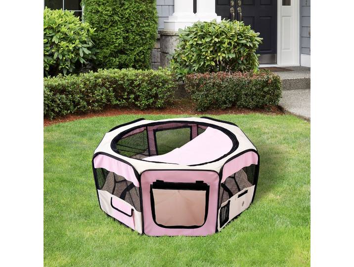 PawHut Parc Portable Ø90x41cm Tissu Imperméable Rose