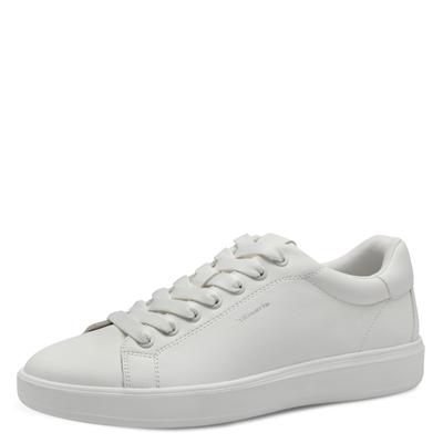 Plateausneaker TAMARIS, Damen, Gr. 37, weiß, Lederimitat, unifarben, Schuhe Plateausneaker, Freizeitschuh, Halbschuh, Schnürer in veganer Verarbeitung