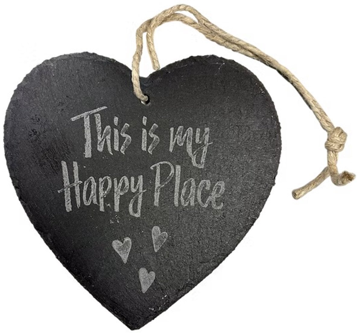 Hartvormig leistenen bordje This Is My Happy Place cadeau