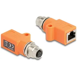 Delock M12 Adapter A-kodiert 8 Pin Buchse zu RJ45 Buchse Cat, Server Zubehör, Orange