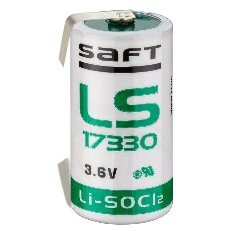 Saft Lithium LS-17330 batterij, 3,6 V, 2,1 Ah, met U-vormige poolaansluiting