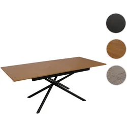 Esszimmertisch HWC-O57, Ausziehtisch Esstisch, Eisen MDF ausziehbar 160-200x90cm ~ Walnuss-Optik