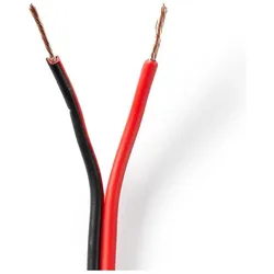 Nedis Lautsprecherkabel 2X 0.75 mm2 CCA 100.0 m rund PVC Red / Schwarz Eingewickelt (100 m, 0.75 mm2), Lautsprecherkabel, Rot, Schwarz