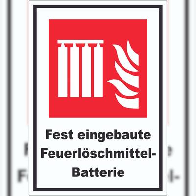 HB-Druck Fest eingebaute Feuerlöschmittel-Batterie Aufkleber A7 (74x105mm)