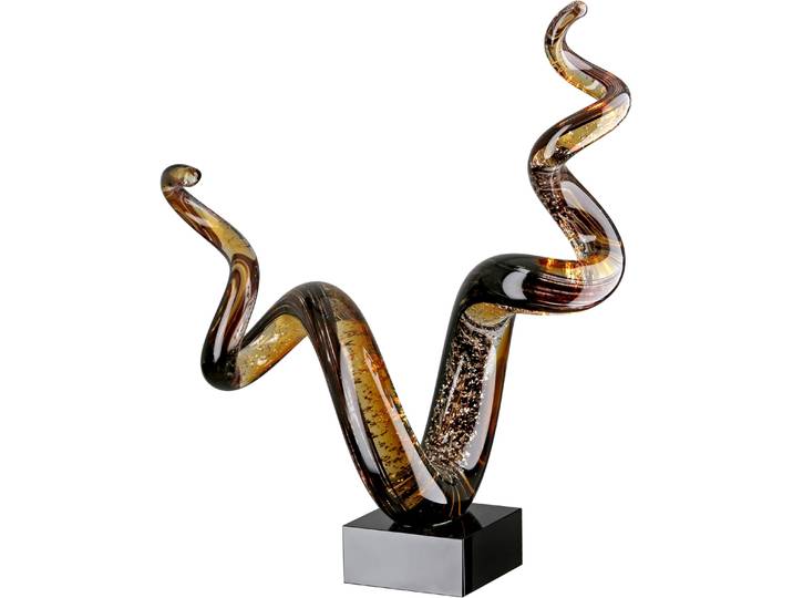 Skulptur GILDE Skulptur Tabas schwarz , schwarz, B:24cm H:29cm T:11cm, Glas, Dekofiguren, Skulptur, Abstrakt modern Designskulptur Dekoobjekt Wohnzimmerdeko