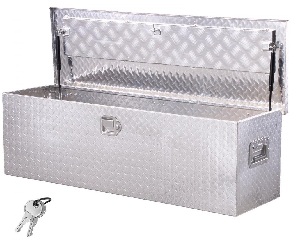 Werkzeugkiste aus Aluminium, Silberfarben - 1244 x 381 x 381 mm - Tragfähigkeit: 100 kg - Mit Schloss