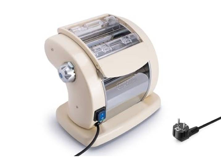 Imperia Pastapresto. Elektrische Nudelmaschine 100% Made in Italy. Frischpastamaschine aus Stahl mit 220V-Elektromotor. Elektrische Teigmaschine für Lasagne, Tagliolini, Fettuccine. (Silber)