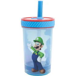 Nintendo, Kindergeschirr + Kinderbesteck, Trinkflasche mit Strohhalm 370ml