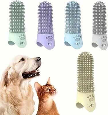 Inspire Select 360 Silicone Pet Finger Toothbrush Soft Dog & Cat Tooth Cleaning Brush yellow