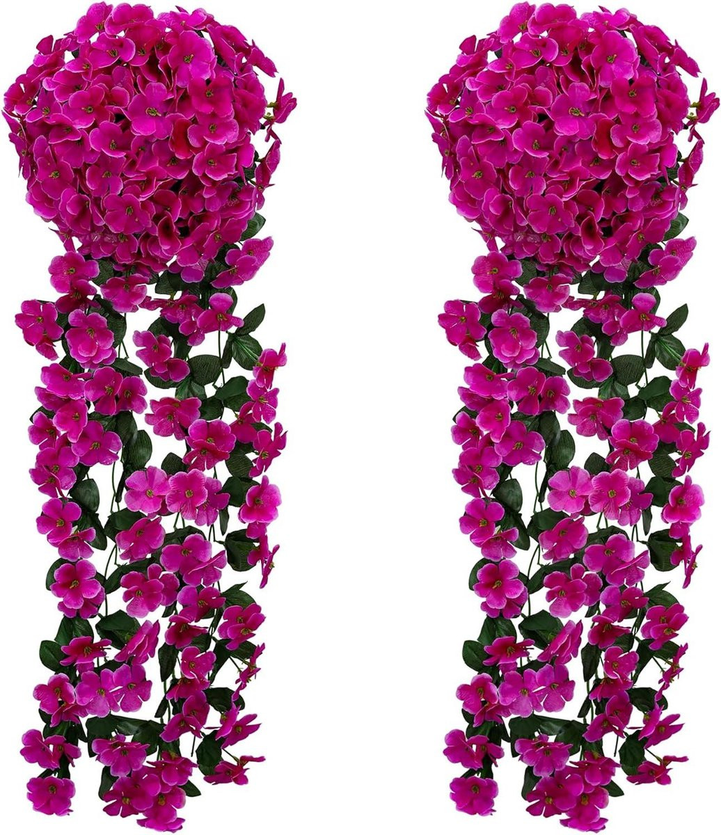 Nep Wisteria Slagroom Kunstbloemen - Paars Rood - 90 cm Lang