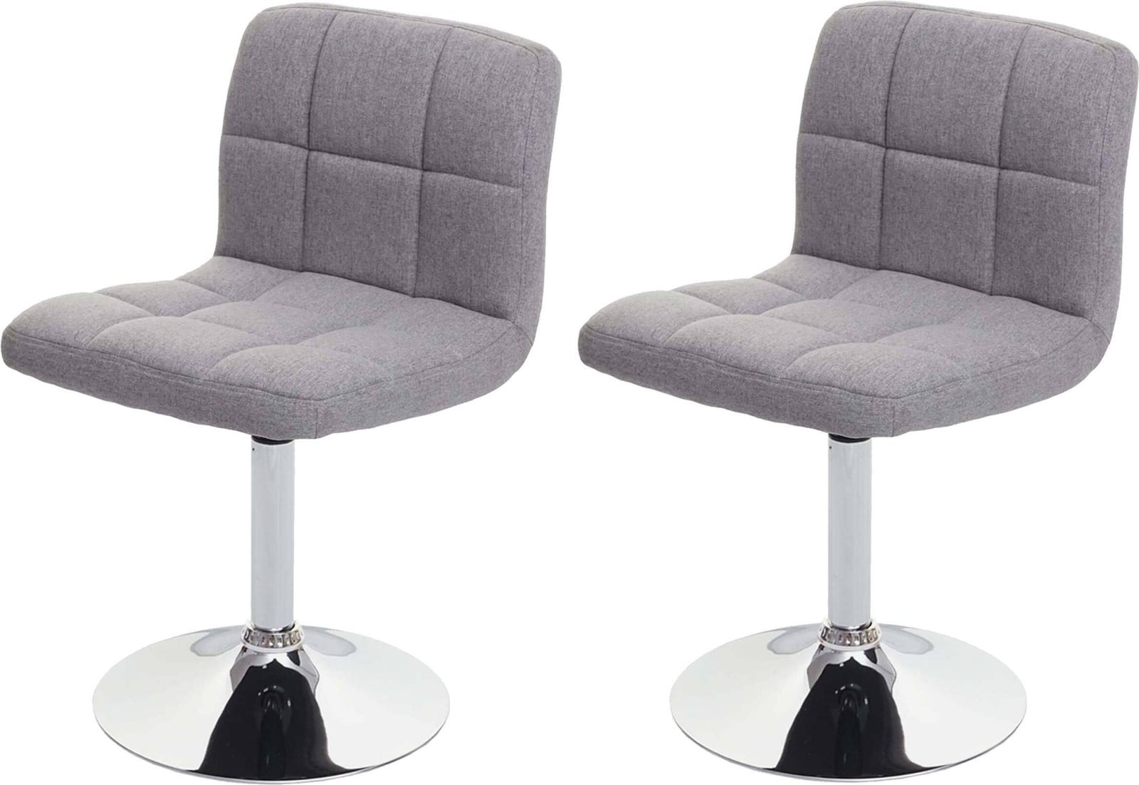 Mendler Set van 2 Kavala eetkamerstoelen, draaibaar, lichtgrijs met chroom onderstel