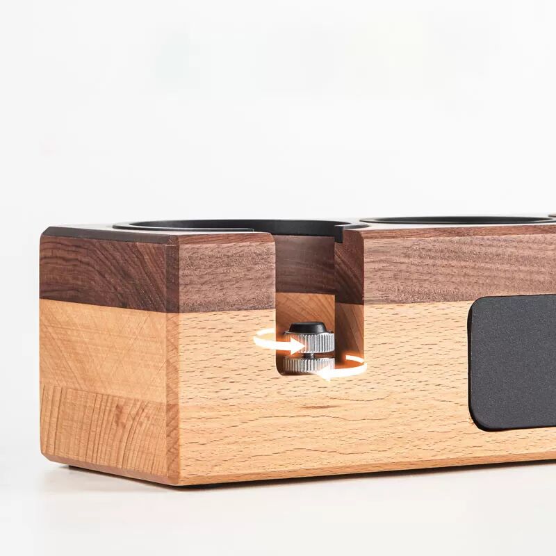 INF Kaffee-Tamper-Station aus Massivholz mit Schublade Braun
