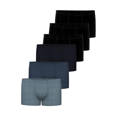 Retro Pants SEIDENSTICKER "6er Pack Herren Retro Short", Herren, Gr. 5, schwarz (schwarz, navy, schwarz jeans, jeans), Single-Jersey, Obermaterial: 95% Baumwolle CO. 5% Elasthan EL., Unterhosen