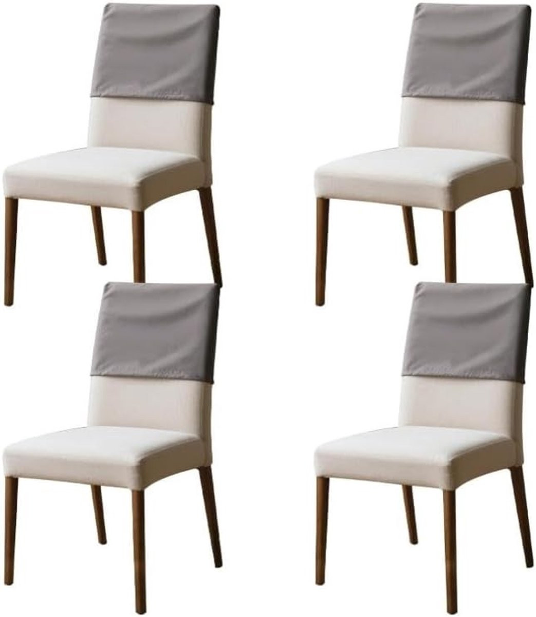 Set van 4 wasbare en stofdichte stretch hoofdkussenhoezen voor eetkamer en kantoor, grijs, 35 x 48 cm