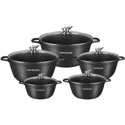 Signature 5-teiliges Marmortopf-Set, Pfannenset + Topfset, Schwarz