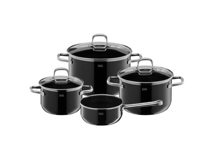 Silit Elegance Line Topfset Induktion 4-teilig, Kochtopf Set mit Glasdeckel, Silargan Funktionskeramik, Induktions Töpfe Set nickelfrei