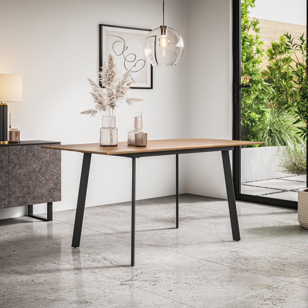 Metro Darryll Extending Dining Table Modern Table w Black Legs Natural Wood