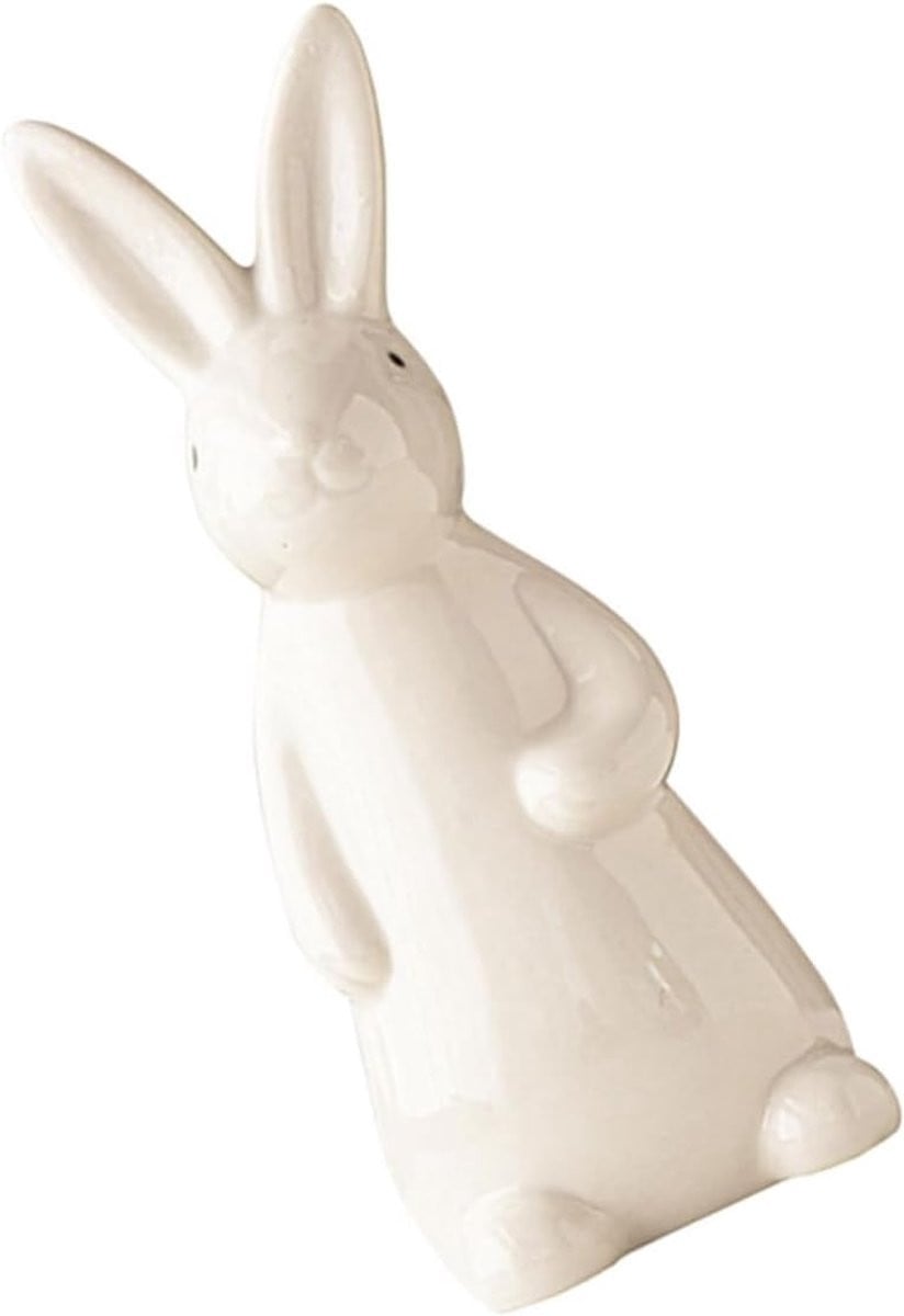Wit Keramisch Konijn Dierenbeeldje Decoratie Hoogte: 15,2 cm