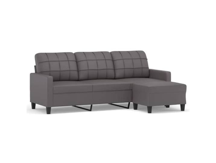 Todiikf 3-Sitzer Sofa mit Hocker Kunstleder Polstersofa Grau Bequeme Sitzgarnitur für Wohnzimmer und Büro: Pflegeleichtes Kunstleder, robustes Metallgestell und separater Hocker.