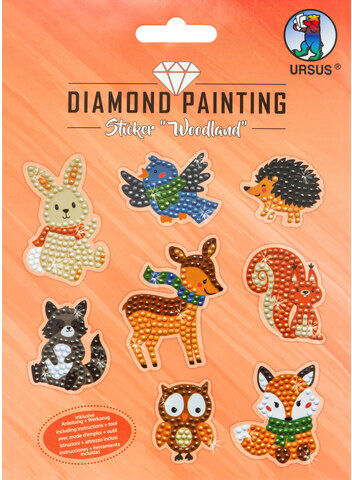 Ursus Diamond Painting "Waldtiere", 8 Sticker