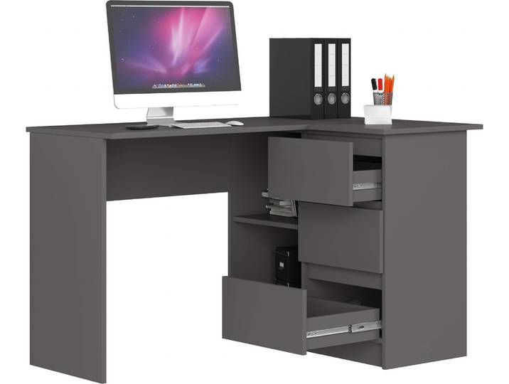 Eck-Schreibtisch AKORD B16 rechts Graphitgrau mit B124 x H77 x T85 cm